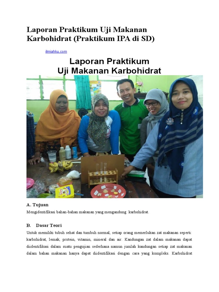 Laporan Praktikum Ipa Uji Makanan Karbohidrat Protein Lemak Pdf
