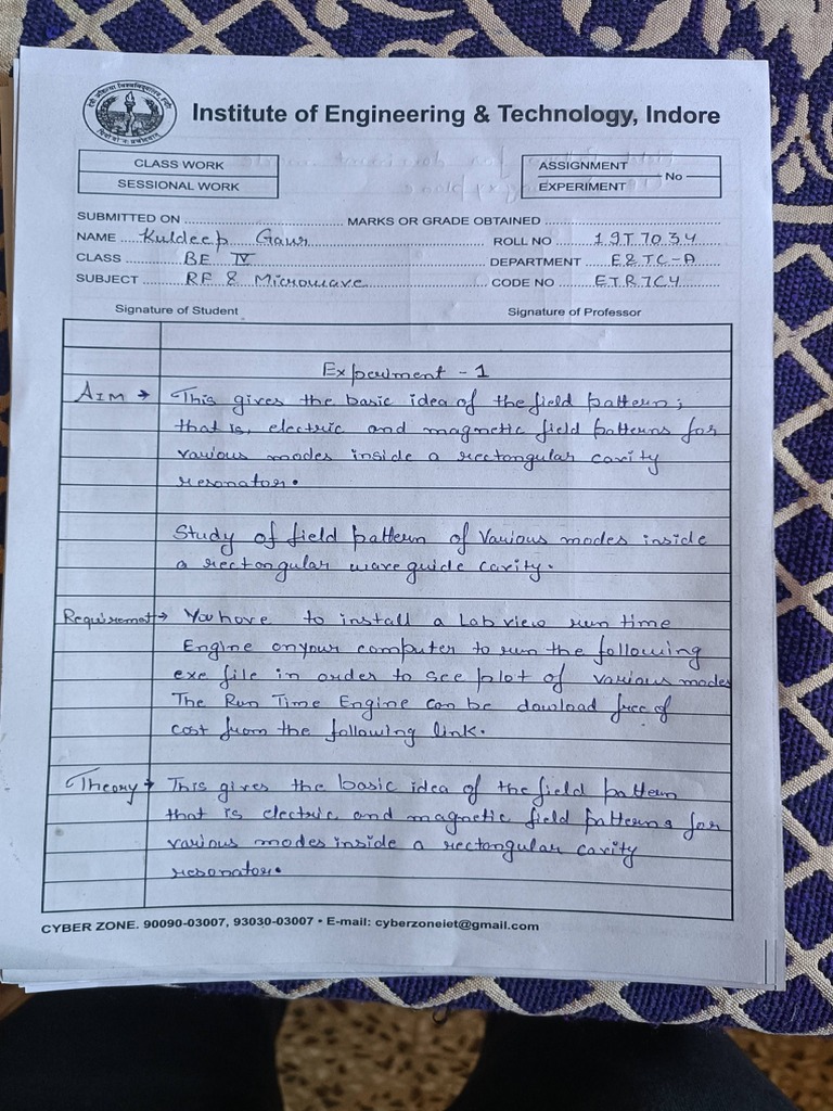 RF Microwave Lab Manual PDF