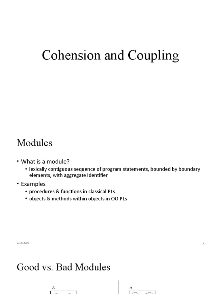 Week 5 Cohension and Coupling PDF Programming Computer Program