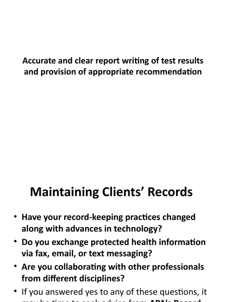 Apa Maintaining Client's Records PDF