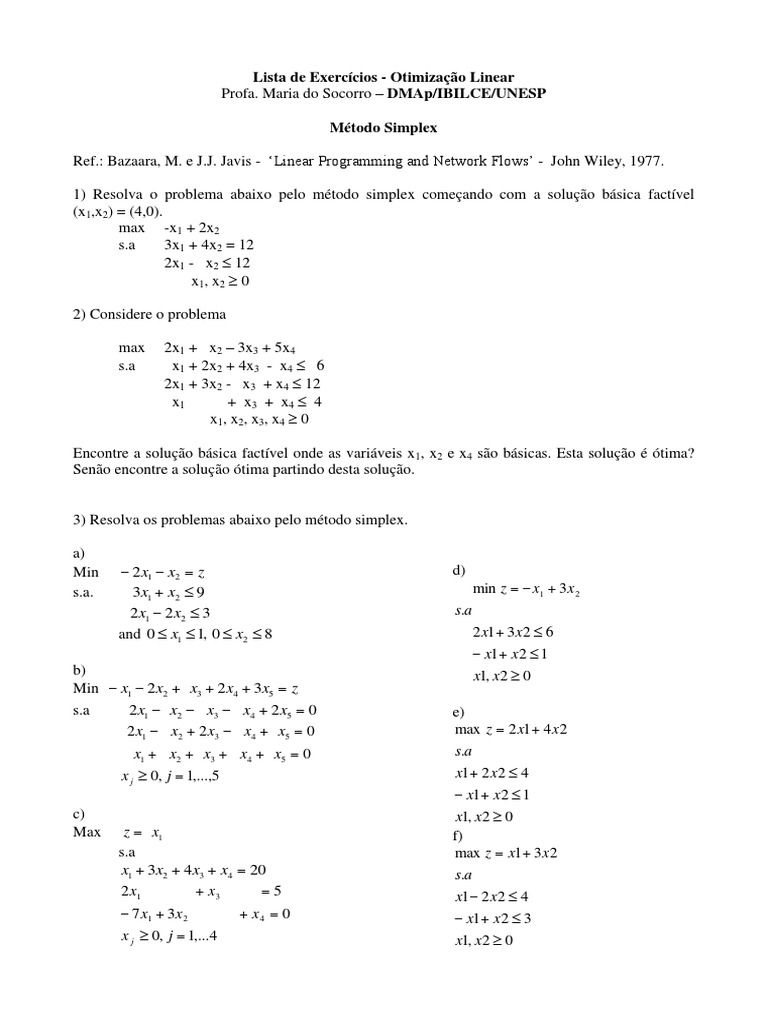 Lista4 simplex pdf programa o linear an lise