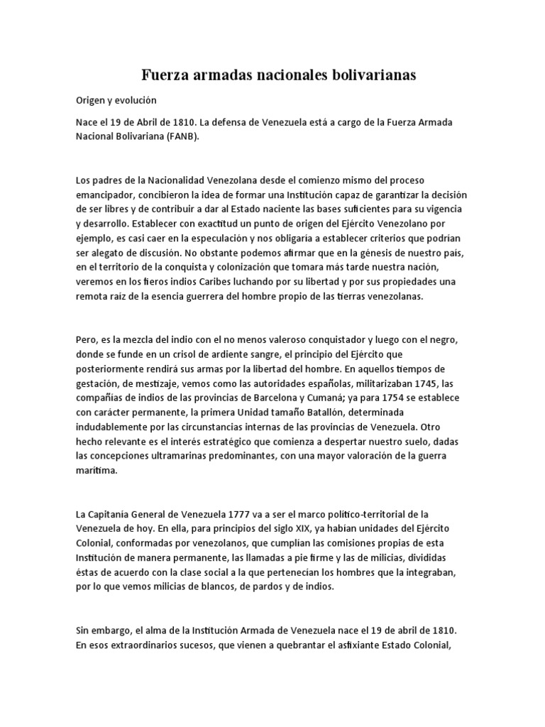 Informe de La Fuerza Armadas Nacionales Bolivarianas | PDF | Venezuela ...
