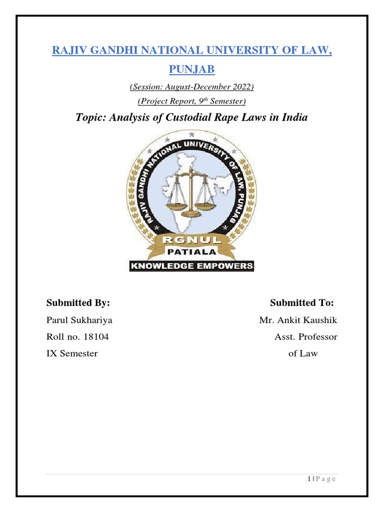 Custodial Rape Laws in India: An Analysis | PDF