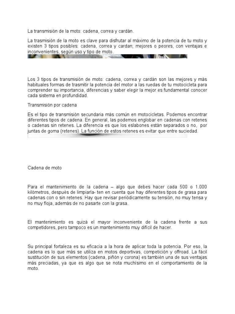 La Transmisión de La Moto. | PDF | Motocicleta | Máquinas