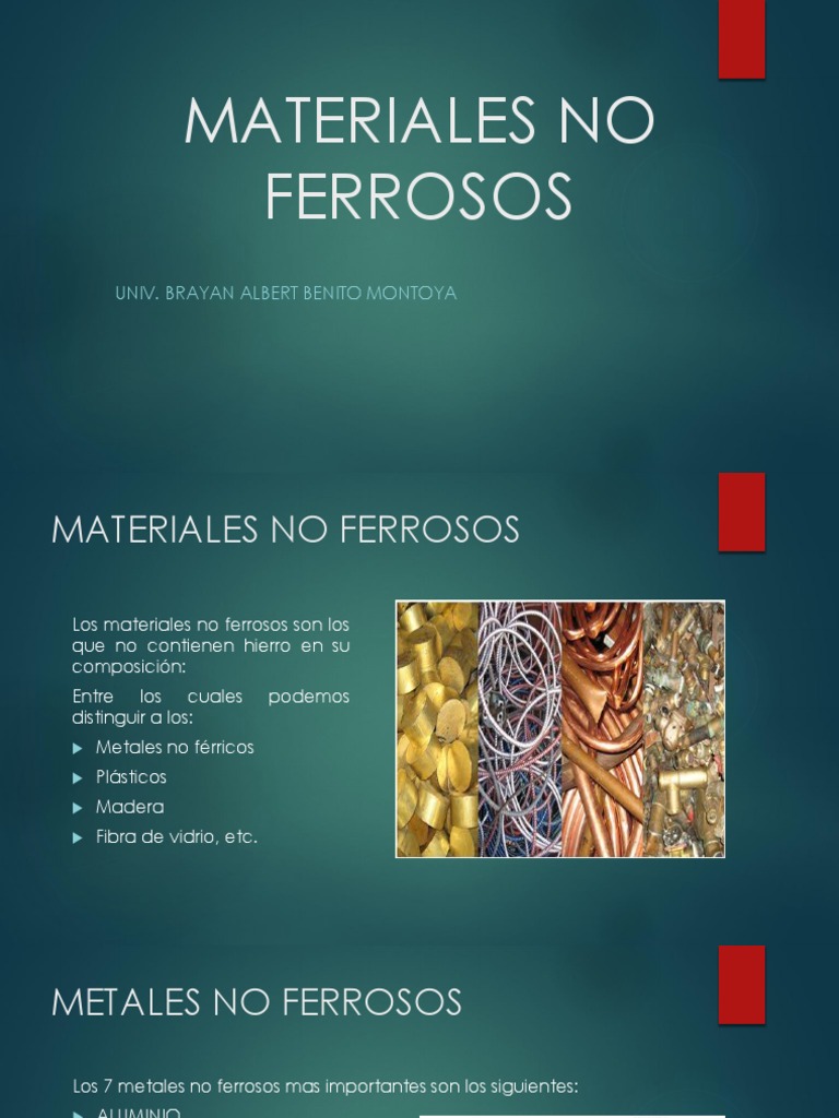 Materiales No Ferrosos PDF Metal No Ferroso Rieles
