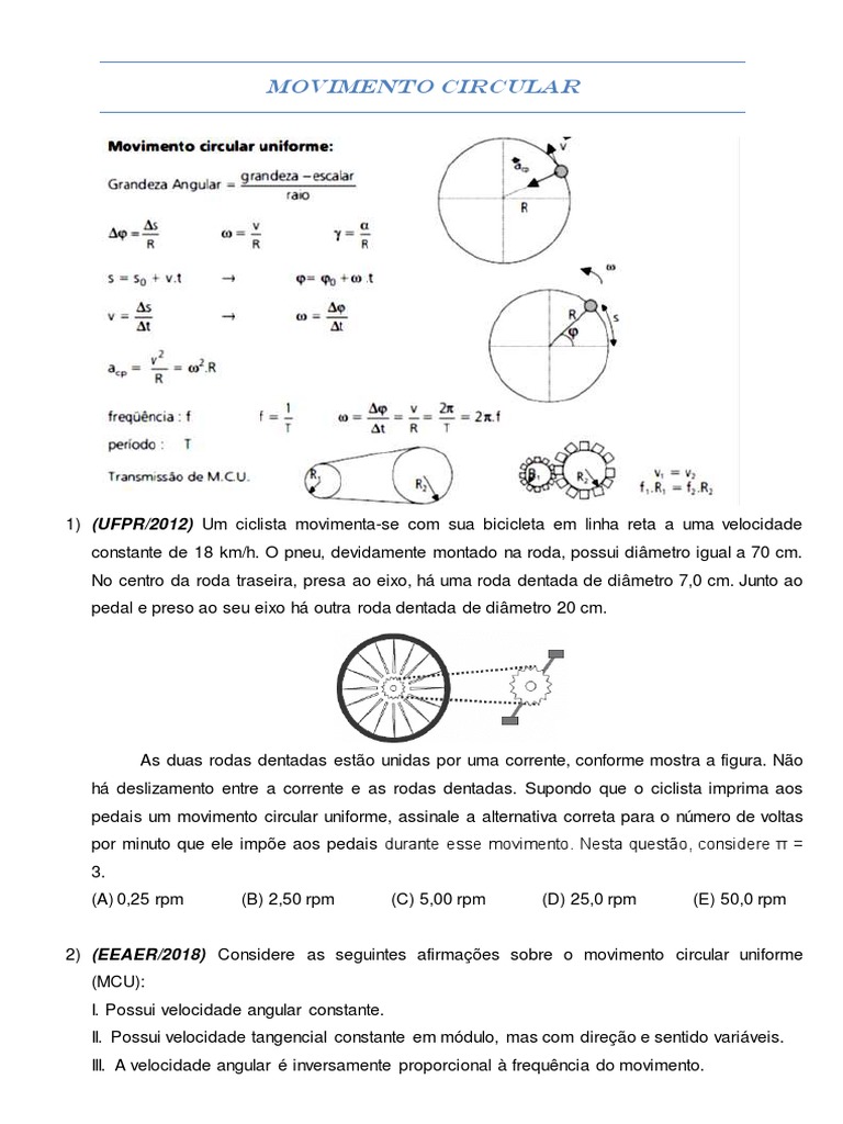 Movimento Circular e Velocidade Tangencial | PDF | Mecânica Clássica ...