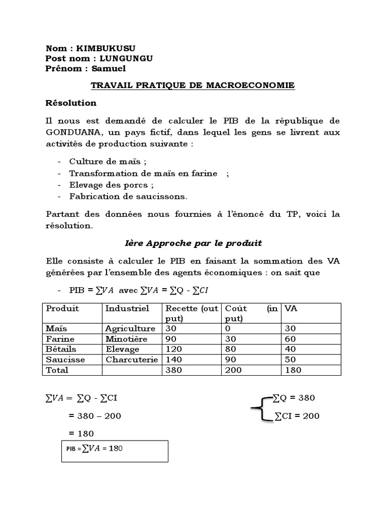 PIB de Gondwana : Méthodes de calcul | PDF | Produit intérieur brut ...