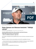 Peter Hanson Om Stenson-Beslutet: "Väldigt Väntat" - SVT Sport