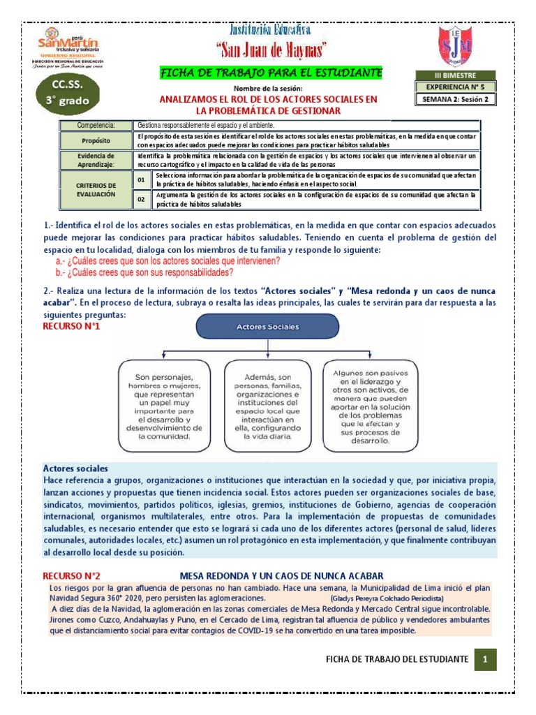 FICHA 3° CCSS- EXP 5 - SEMANA 2 | PDF | Lima