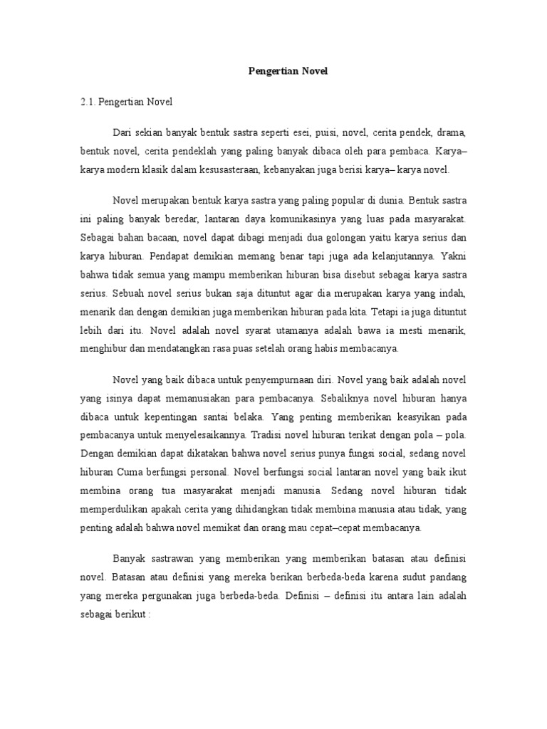 Pengertian Novel