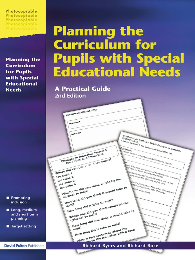 Planning The Curriculum For Pupils With Special Educational Needs A ...