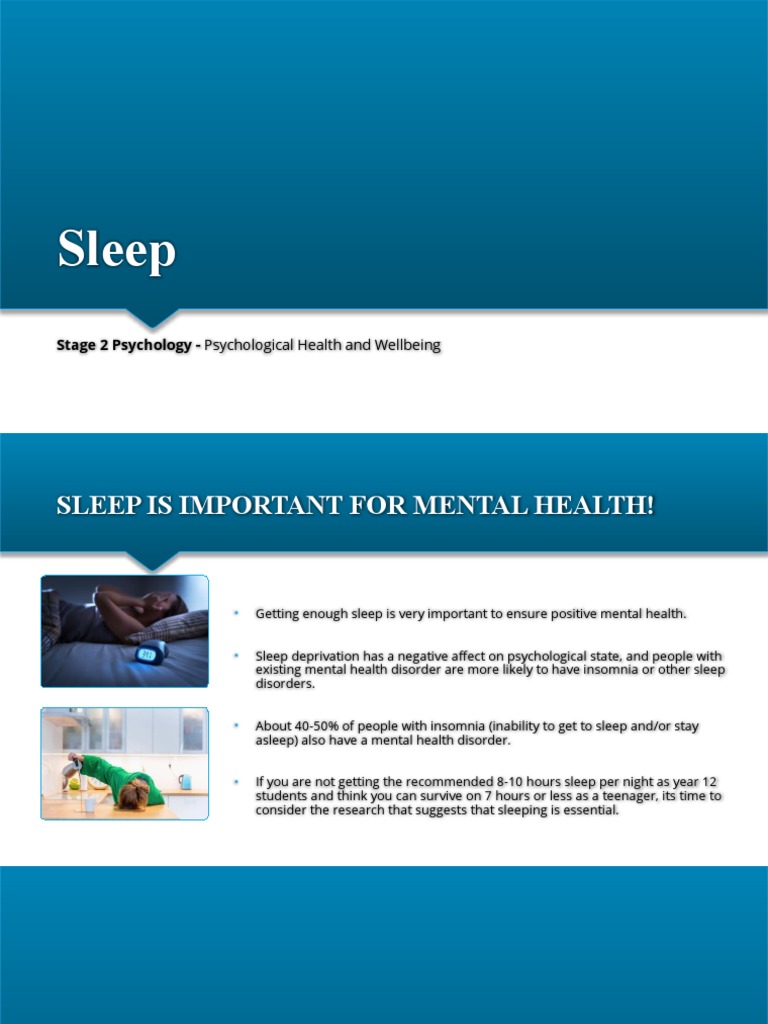 Part 4 Sleep Psychological Health And Wellbeing Pdf Sleep