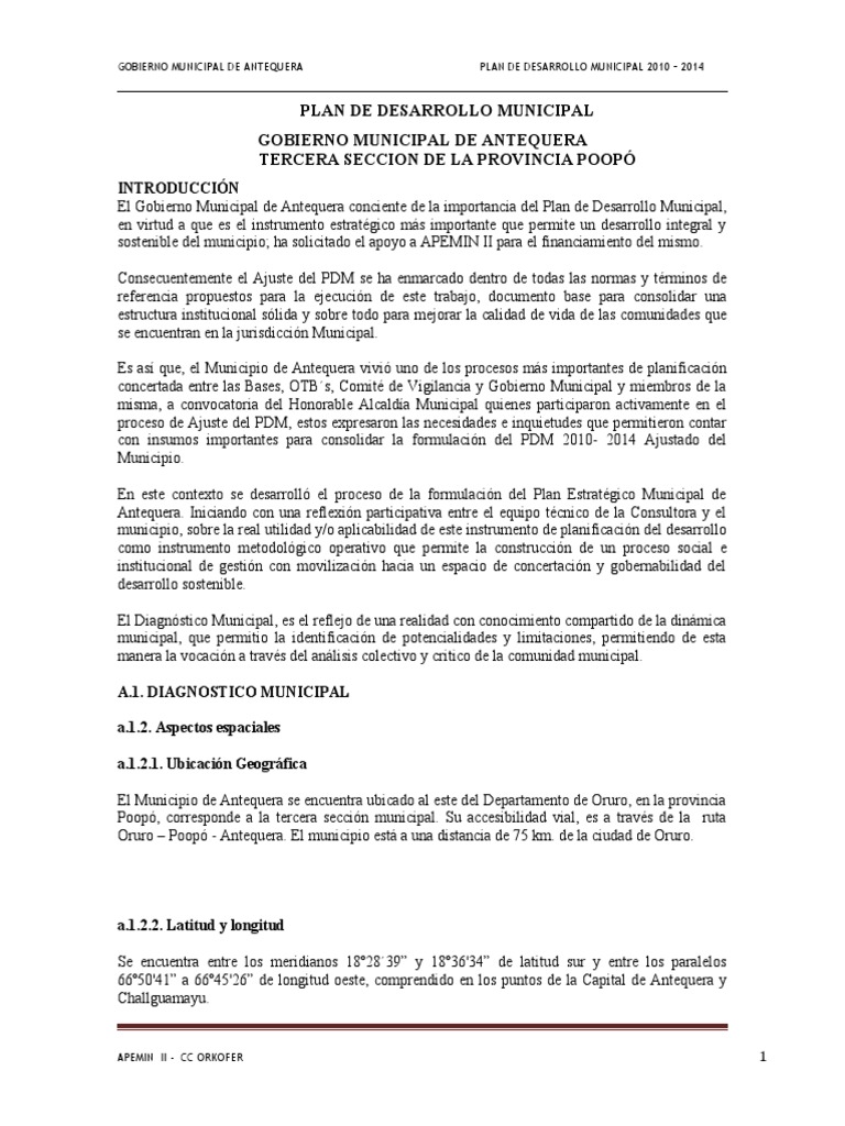 Plan de Desarrollo Municipal 2010-2014 | PDF | glaciar | Clima