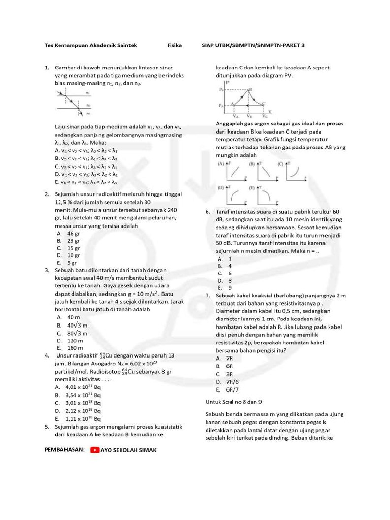 Soal utbk fisika p3 kirim pdf