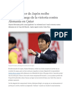 El Entrenador de Japón Recibe Duchazo Luego de La Victoria Contra Alemania en Qatar