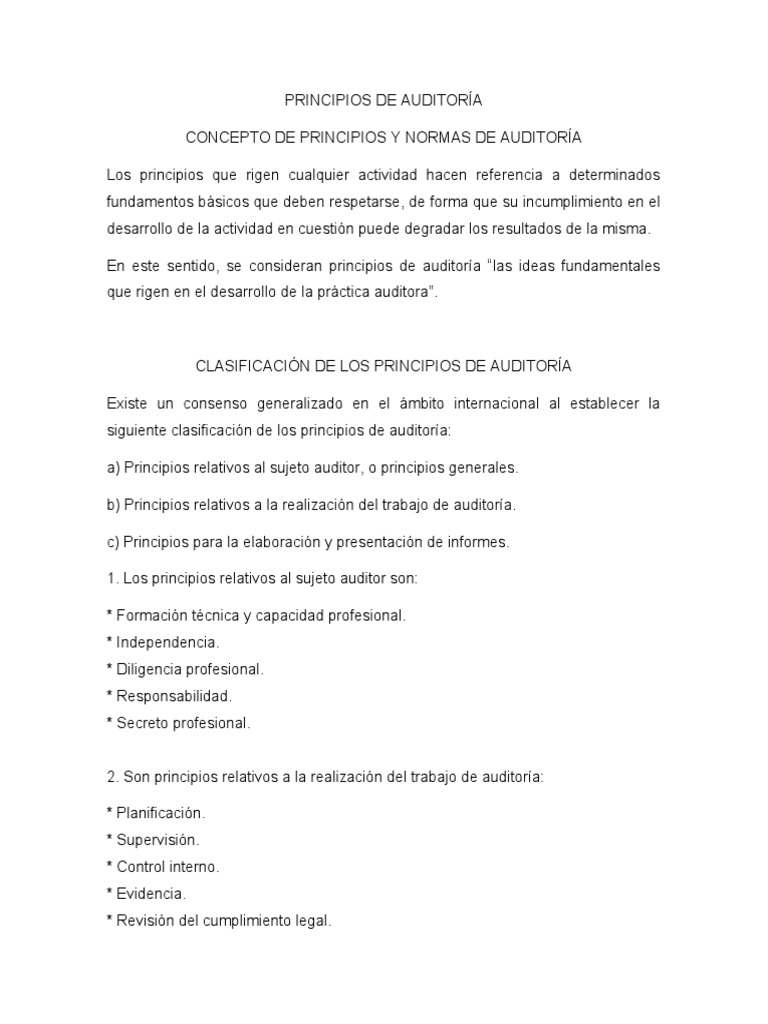 Principios Generales Y Responsabilidades Auditoria Pdf Auditoría