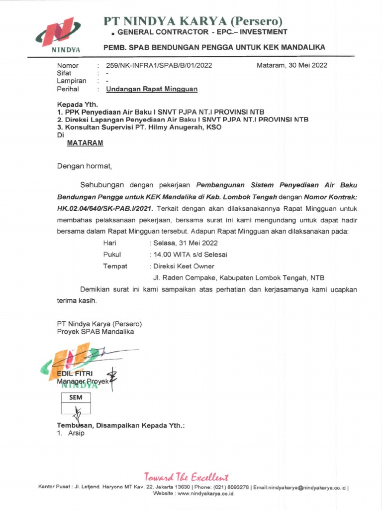 Undangan Rapat Mingguan | PDF