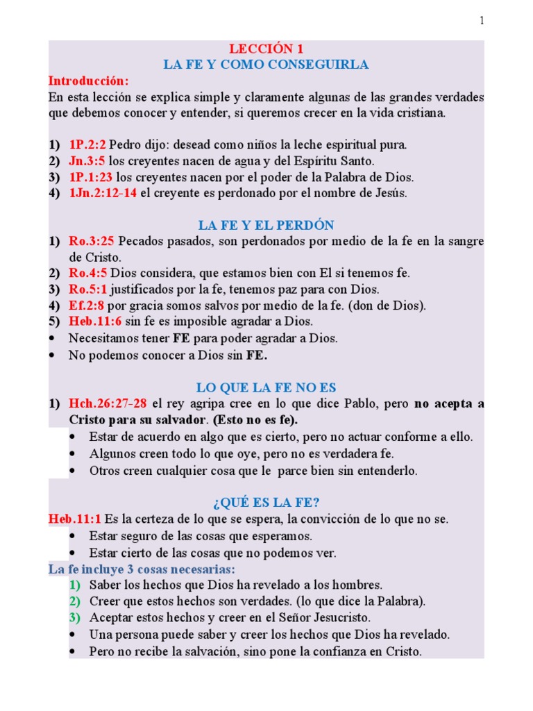 Lección 1 La Fe | PDF | Fe | Cristo (título)