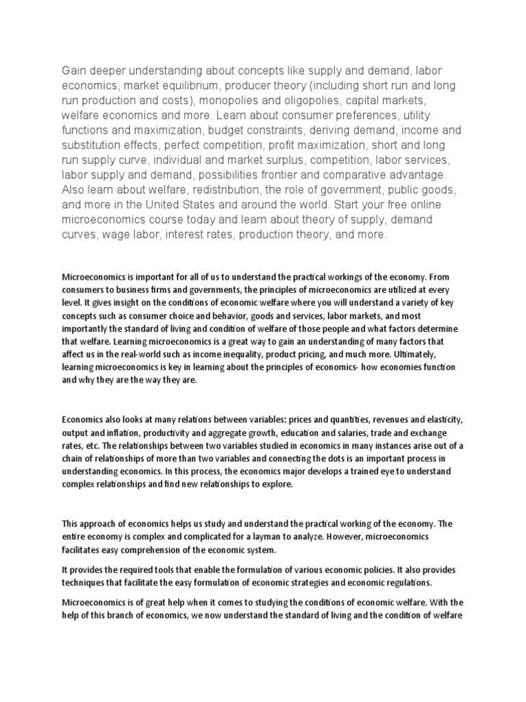 Script Microeconomics PDF Microeconomics Economics