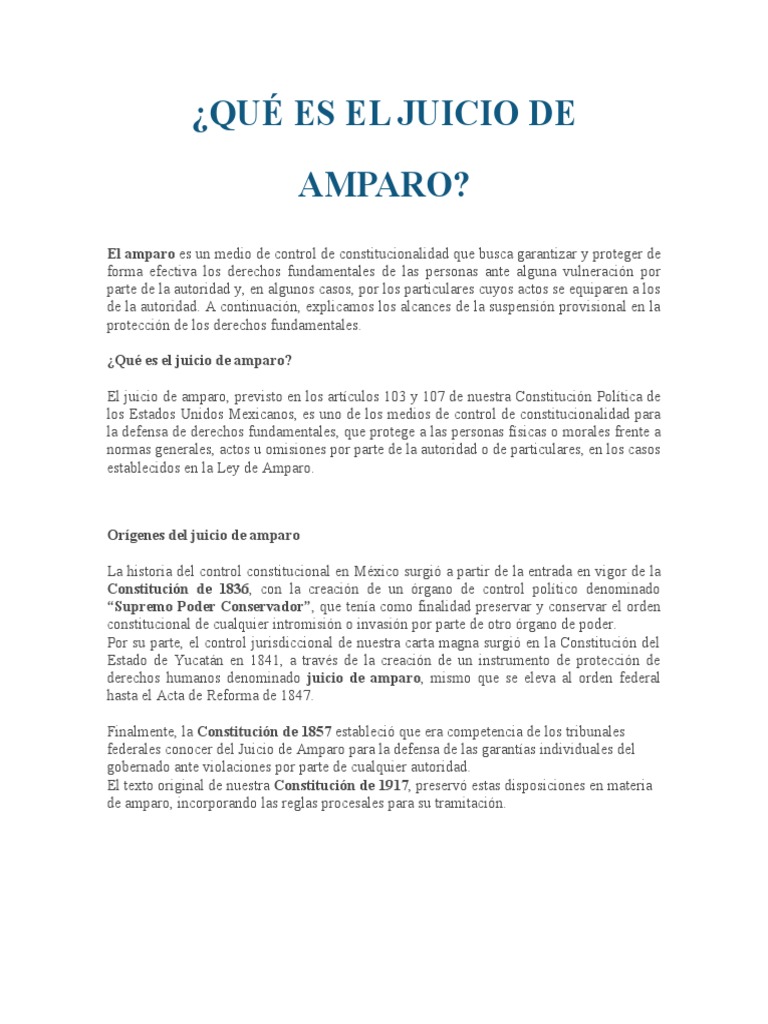 Definición del Juicio de Amparo | PDF | Derecho Constitucional ...