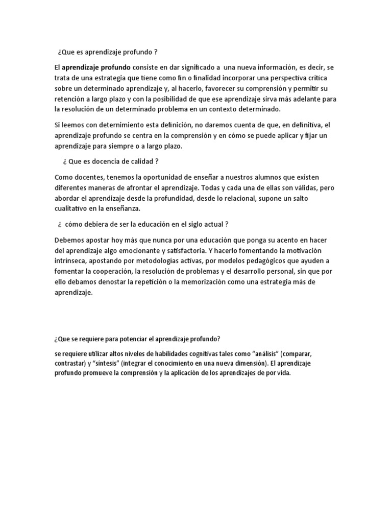 Aprendizaje Profundo y Educación Actual | PDF | Aprendizaje | Método de ...