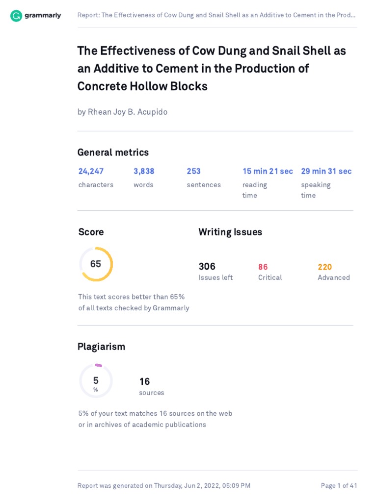 Cow Dung & Snail Shell in Cement Additives | PDF | Concrete | P Value