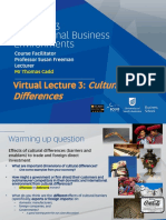 Virtual Lecture 3 - Cultural Differences