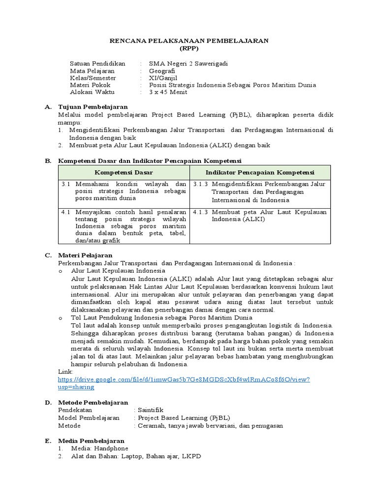 RPP PJBL | PDF