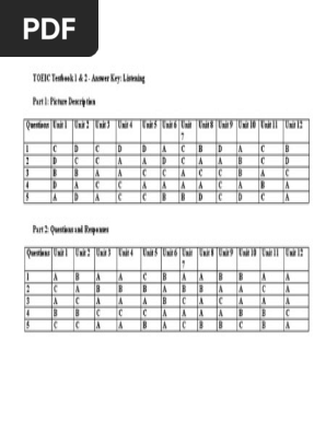 TOEIC Listening Answer Key 1 & 2 | PDF