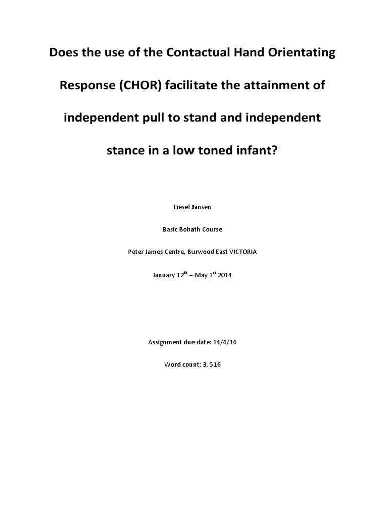 CHOR's Role in Infant Pull to Stand | PDF | Balance (Ability ...