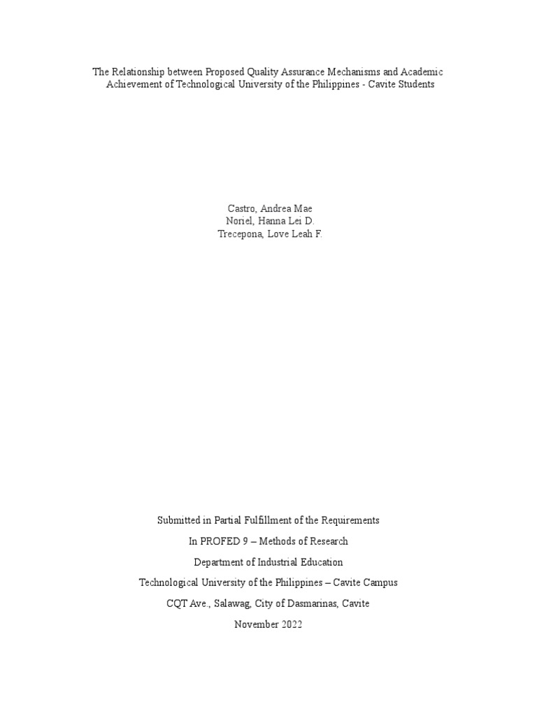 The Relationship Between Proposed Quality Assurance Mechanisms And