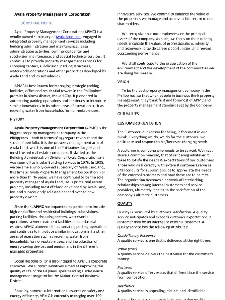 Ayala Property Management Corporation PDF Empowerment Property