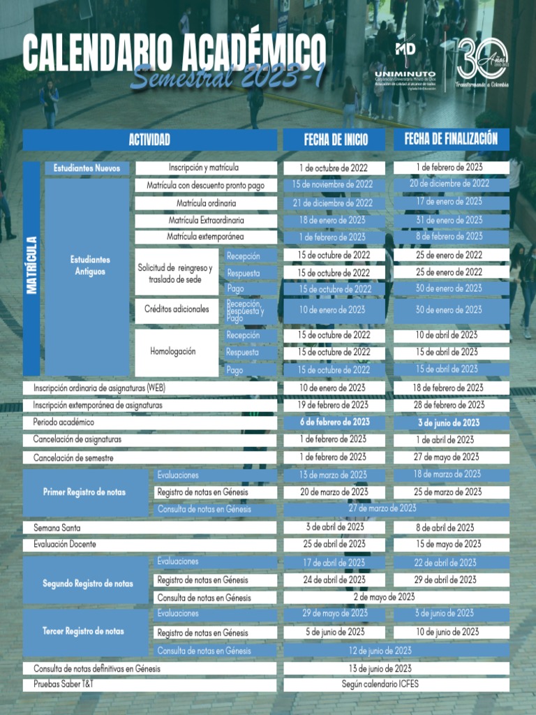 CALENDARIO SEMESTRAL - Compressed | PDF