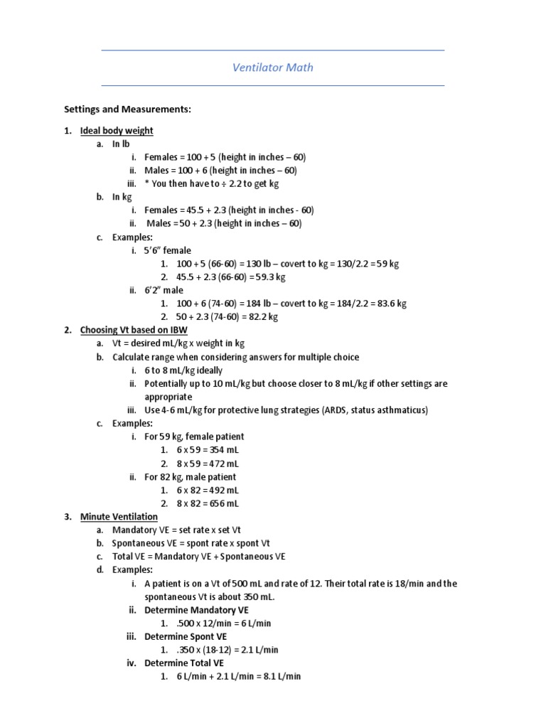 Ventilator Math | PDF