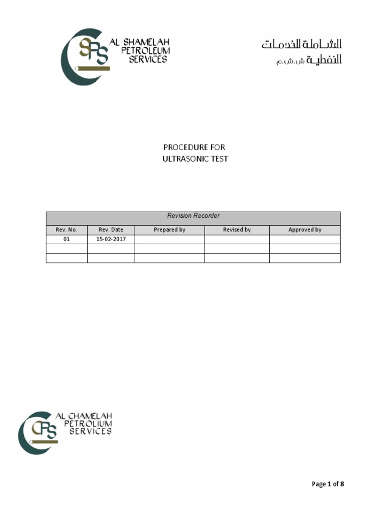 Ultrasonic Testing Procedure Manual | PDF | Ultrasound | Calibration