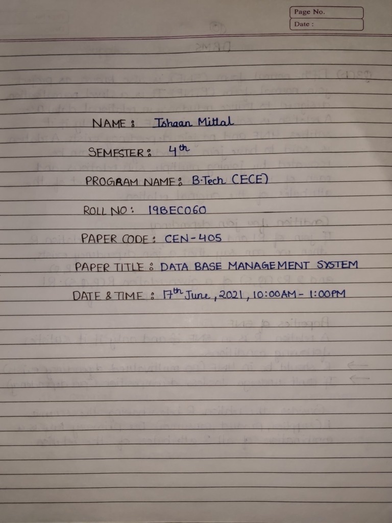 Dbms Sem Exam (19bec060) | PDF | Databases | Data