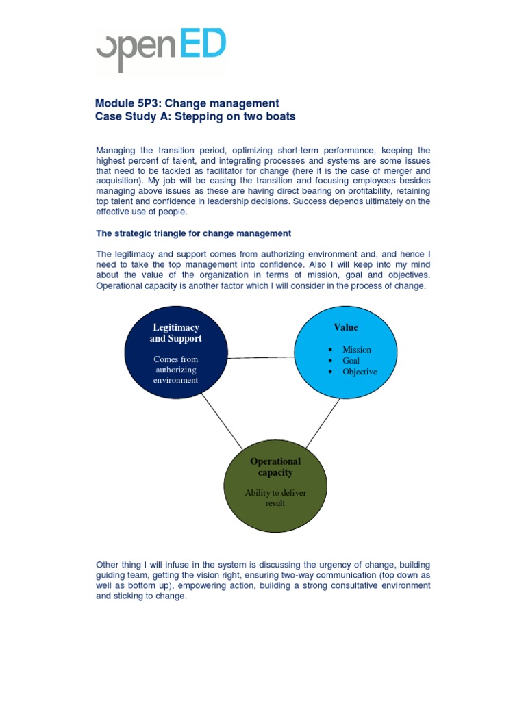 Change Management in M&A: A Case Study | PDF | Mergers And Acquisitions ...