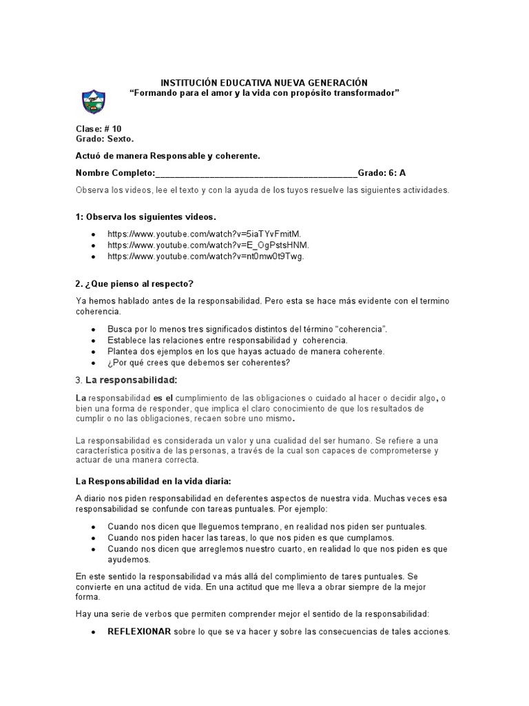 Actuo de Manera Responsable y Coerente | PDF