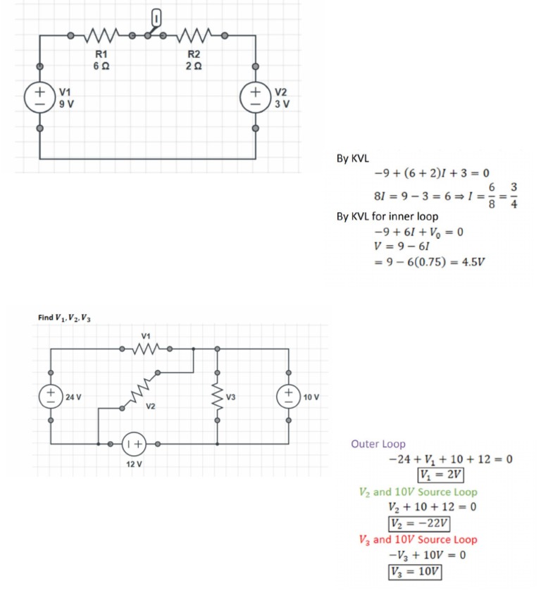 KCL & KVL Examples PDF 