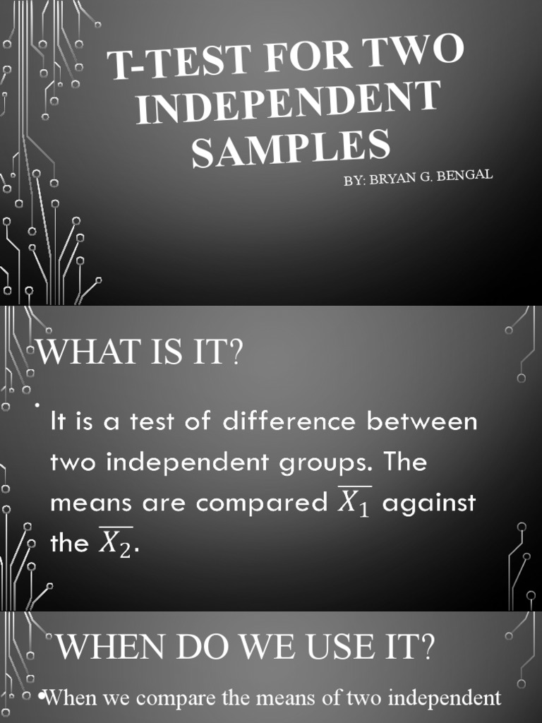 T-Test for Two Independent Samples | PDF | Student's T Test ...