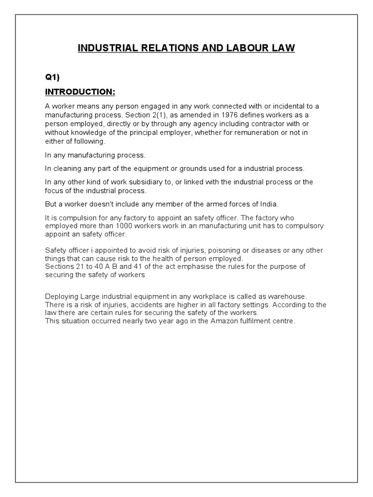 Industrial Relations And Labour Law Pdf Employment Labour Law