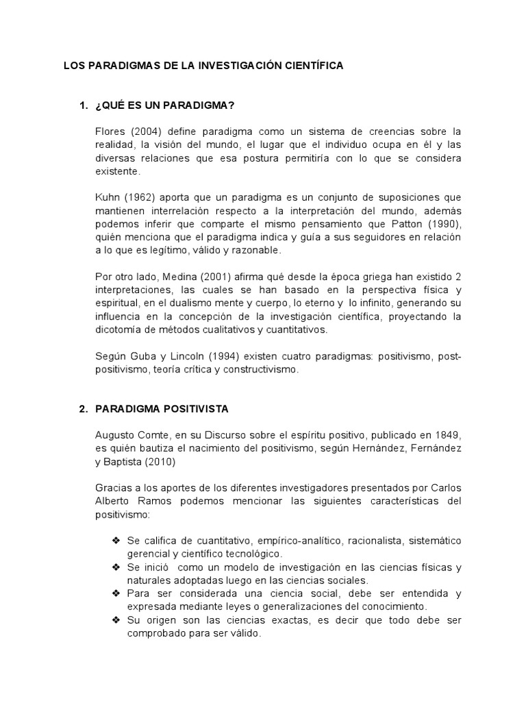 Los Paradigmas De La I C Pdf Paradigma Positivismo
