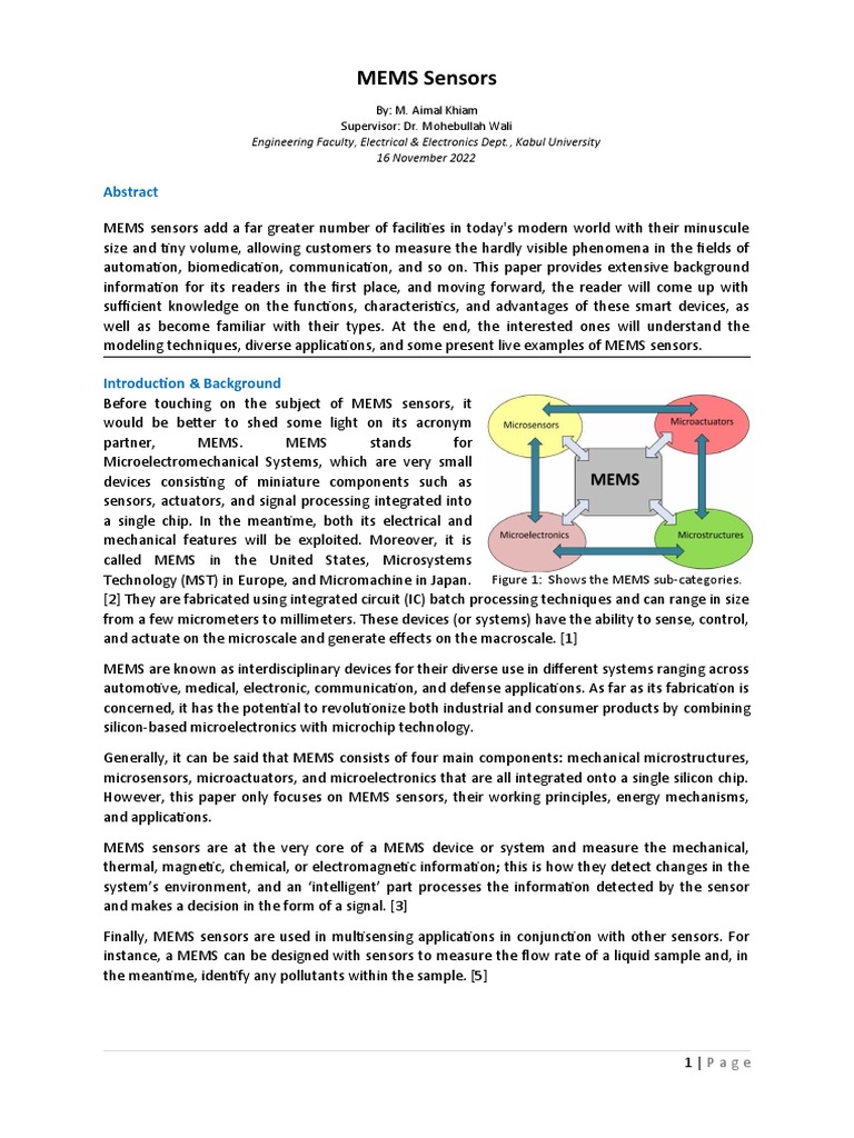 MEMS Sensors Paper PDF Microelectromechanical Systems Sensor