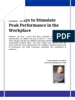 Nine Ways to Stimulate Peak Performance in the Workplace