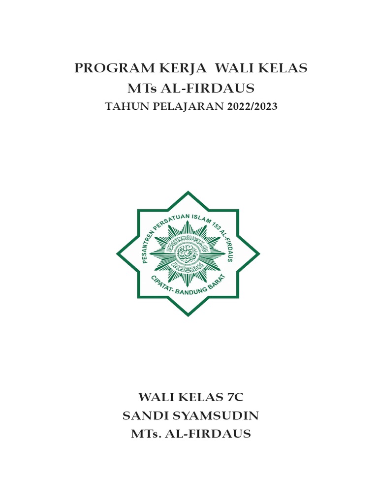 Program Kerja Wali Kelas 7C MTs Al-Firdaus | PDF