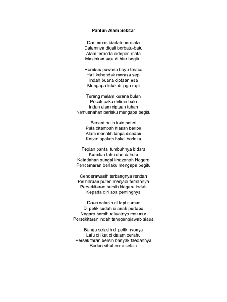 Pantun Alam Sekitar Pdf