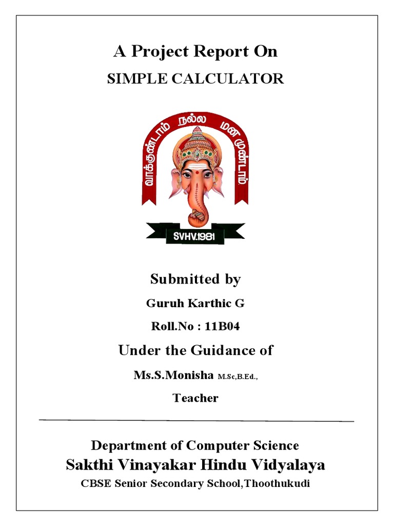 Simple Calculator Project Report | PDF | Computer Programming ...