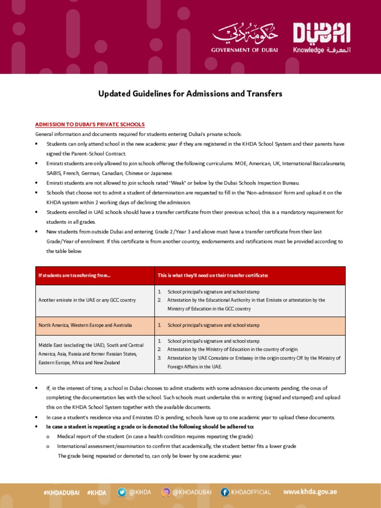Admission and Transfer Guidelines | PDF | Identity Document | United ...