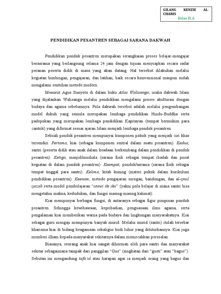 Pesantren sebagai pusat penyebaran Islam