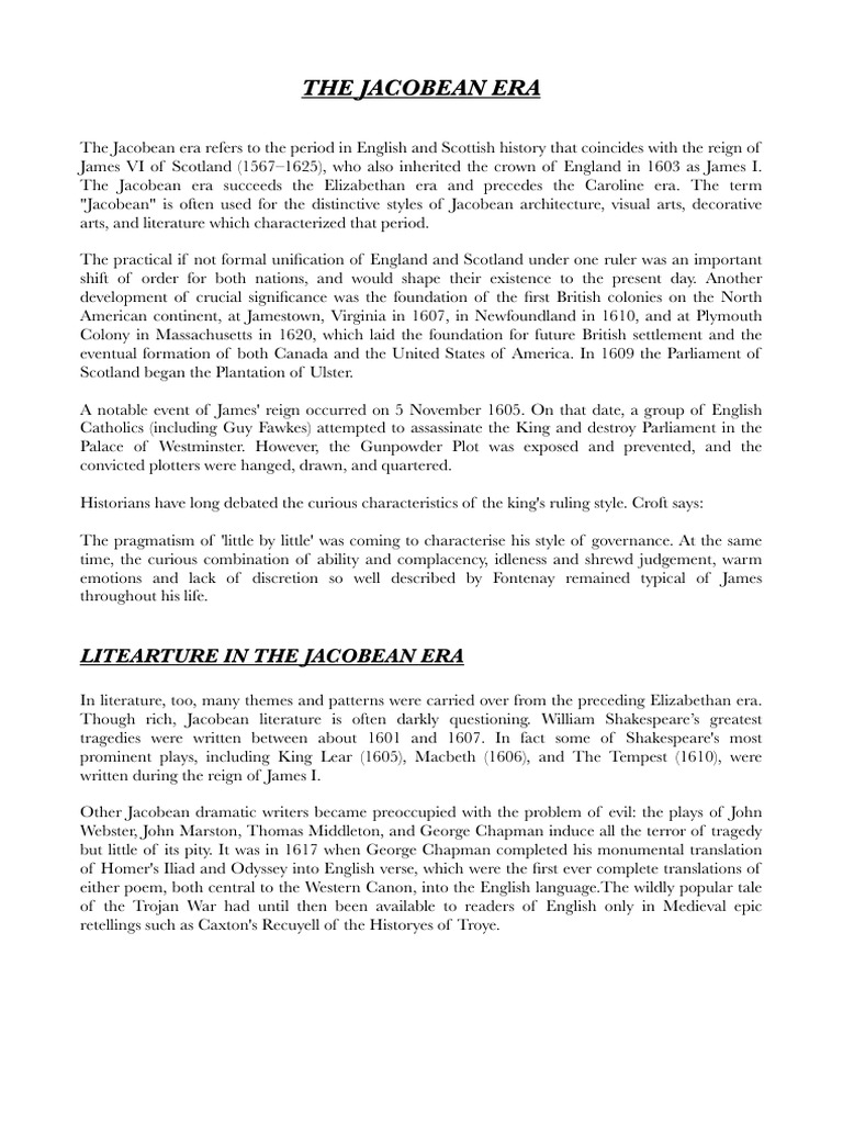 The Jacobean Era PDF